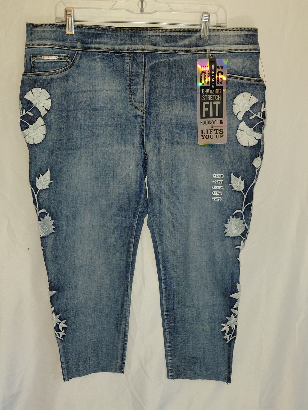 Coco + Carmen Blue Ankle Embroidered Stretch Jeans #2335